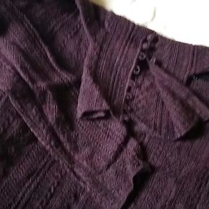 Chocolate brown merino crochet button accent,thumb sleeves, turtleneck,XL,NWT